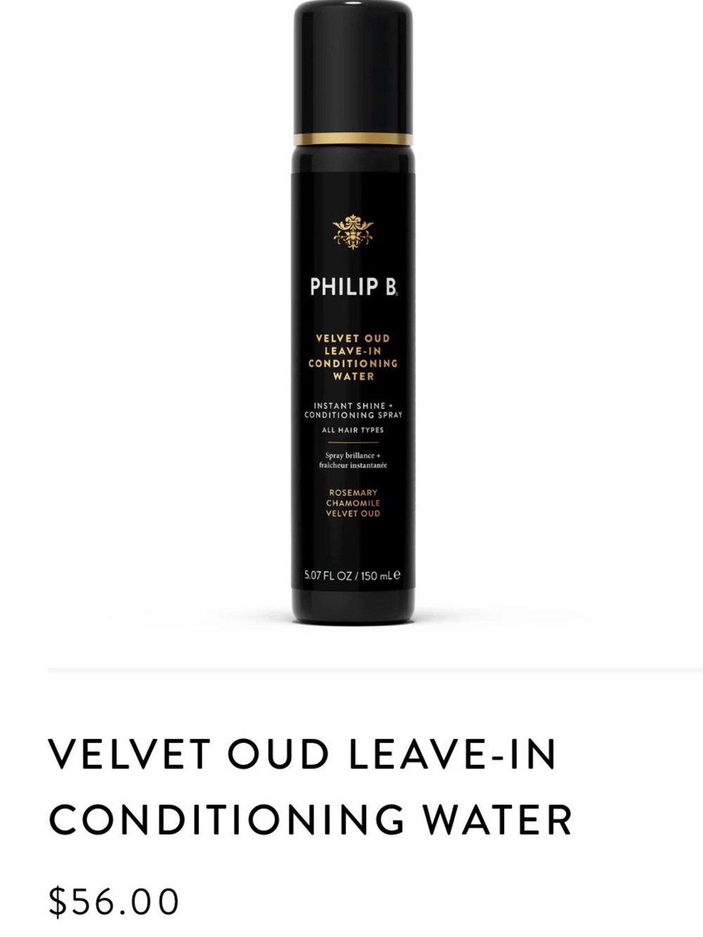 Philip B Velvet Oud Leave-In Conditioning Water